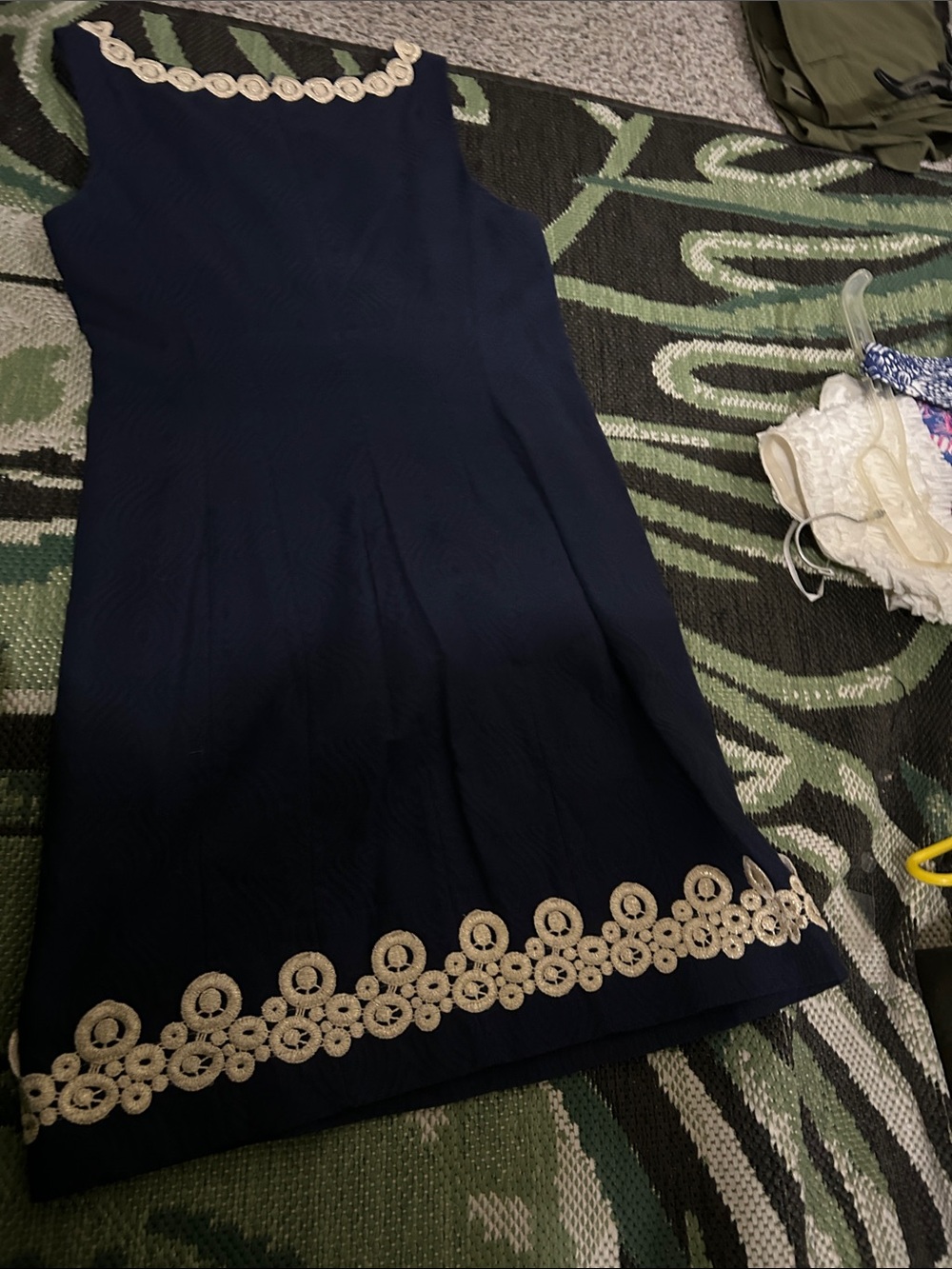 Lilly Pulitzer Navy Shift Dress with Cream Crochet Trim - Picture 11 of 16